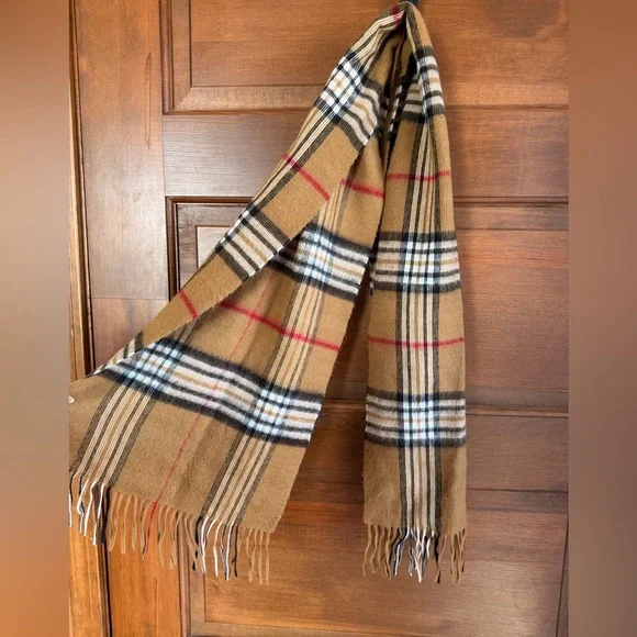 Vintage 100% Cashmere Plaid Scarf - Picture 1 of 6
